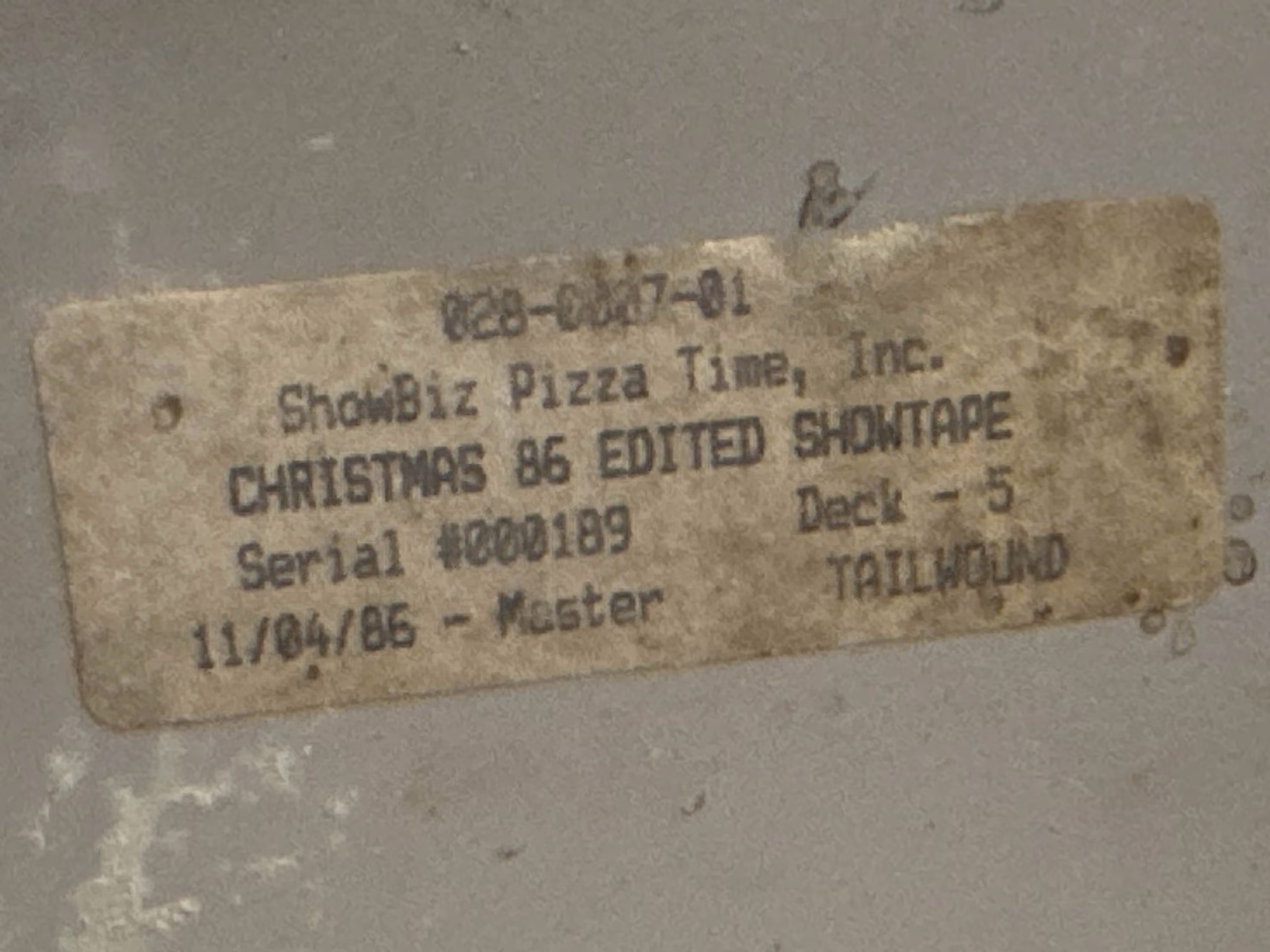 Christmas '86 Edited box label.