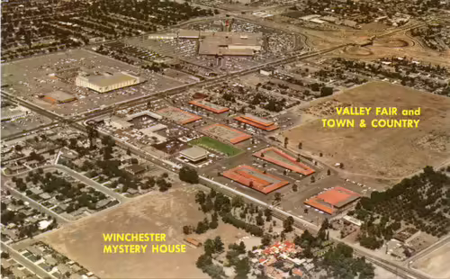 Winchester before being built, the center small green plot of grass around the parking lots. (Around 1960-1963)