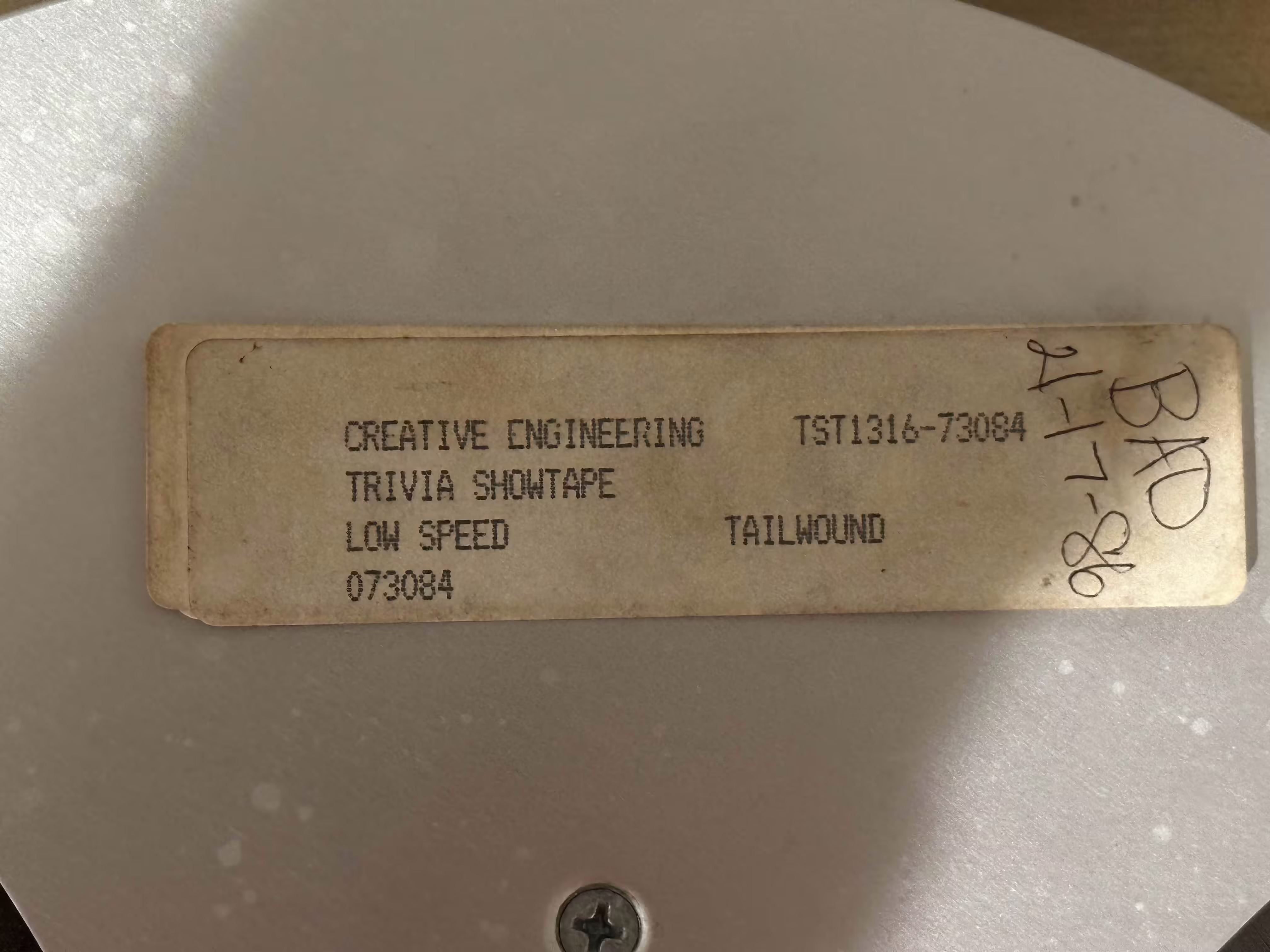 A Trivia Night showtape used by the Gulfport, MS location, which showed it being played up until April of 1986.