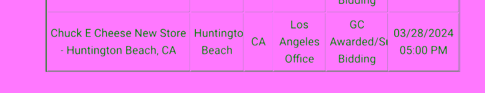 Bidding on Parkway for construction of the new Huntington Beach store.
