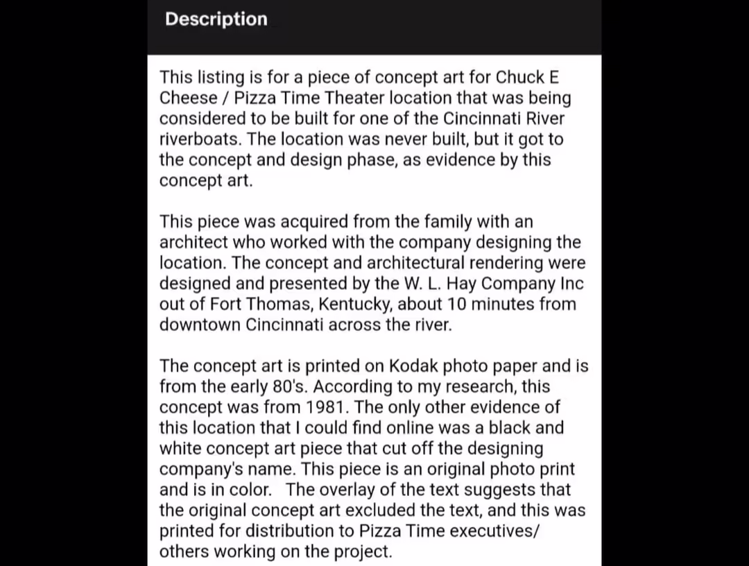 Newport, KY cancelled location concept art ebay listing.