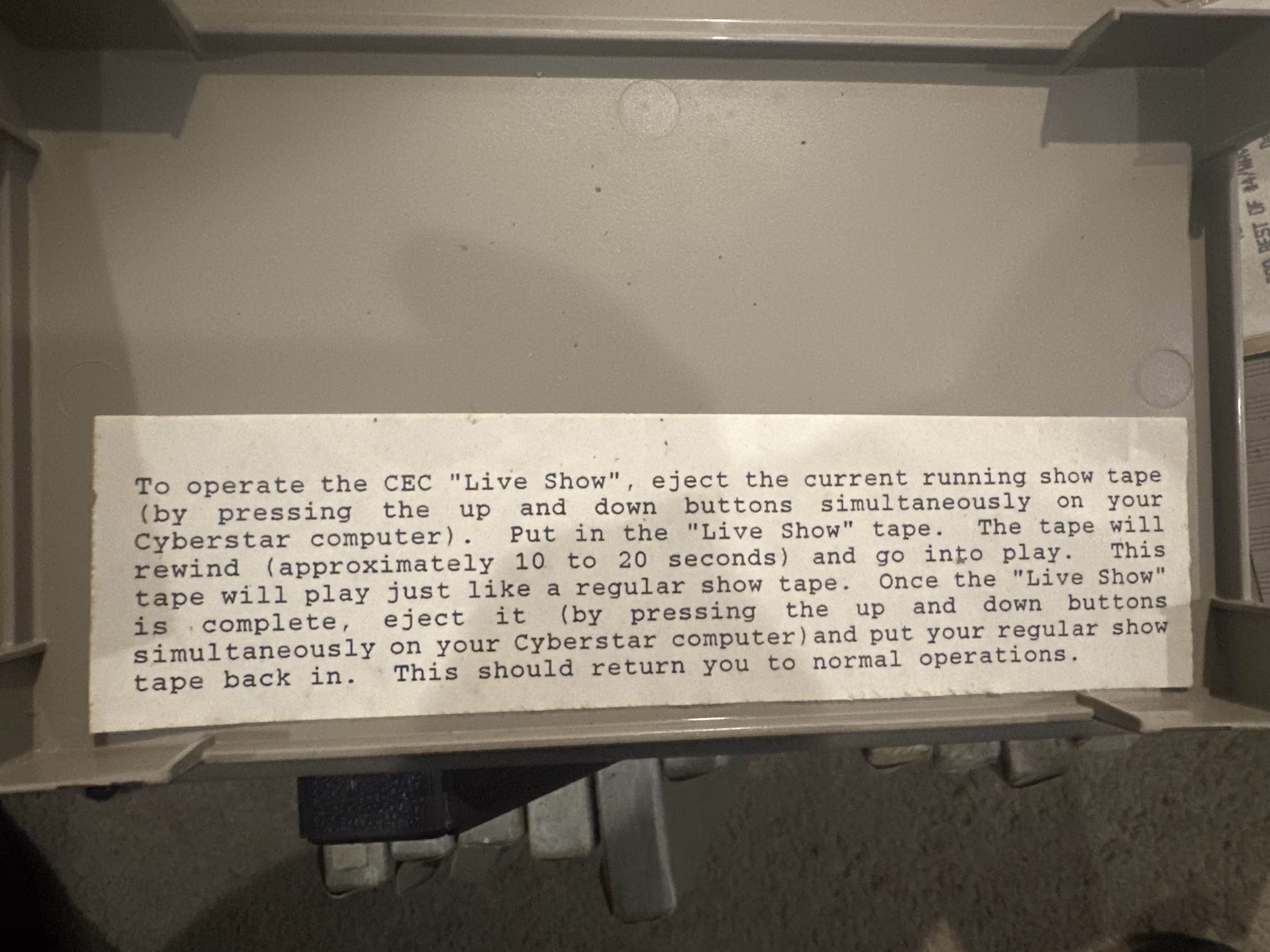 CU Live 90 tape inner label