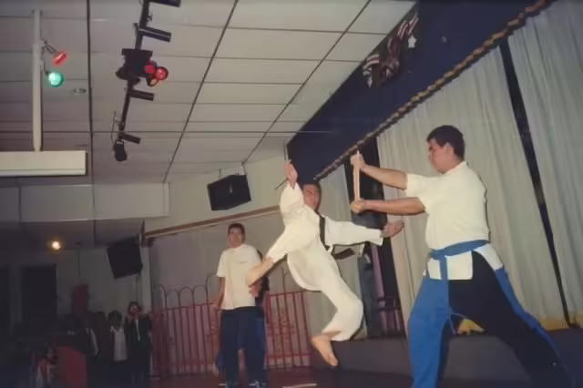 Karate event taking place in front of the 2-Stage