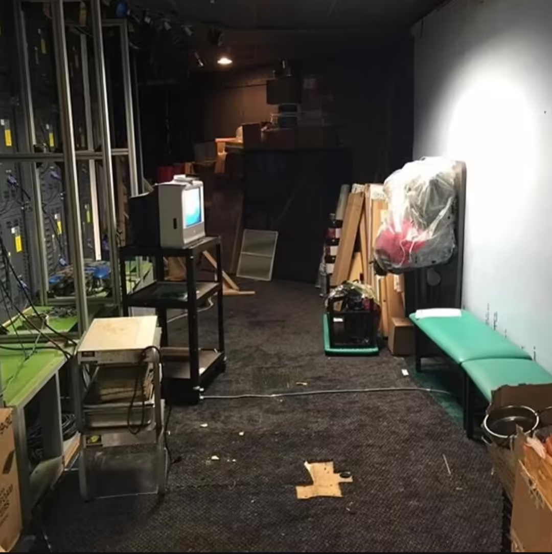 stage behind circles of light after removal of bots