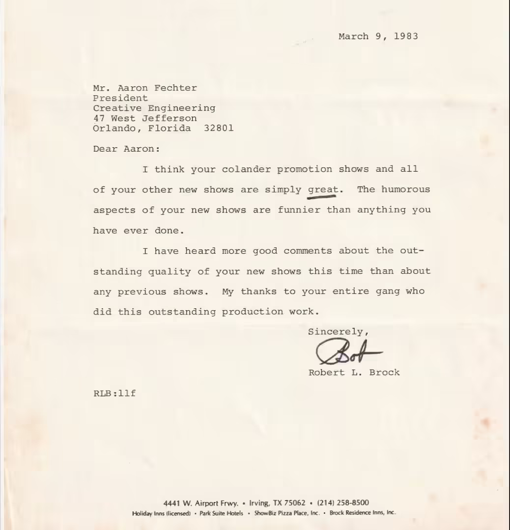 Letter from Bob Brock (March 9, 1983)