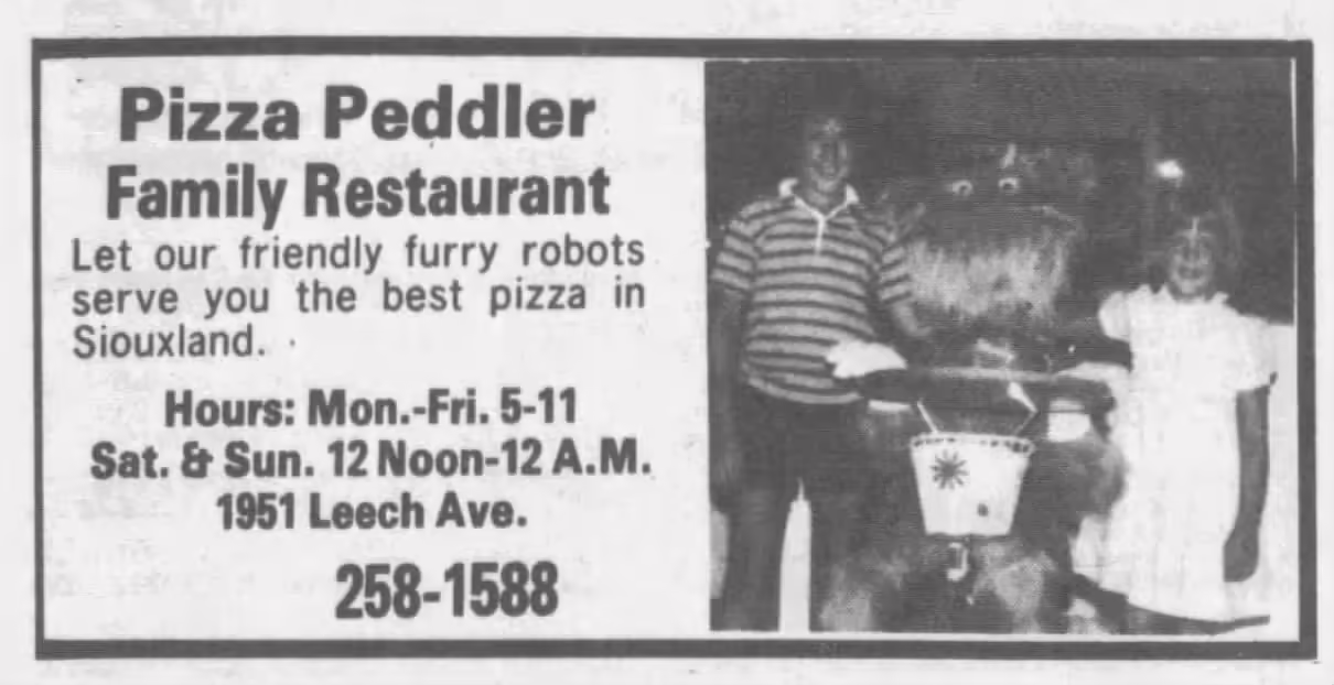 Picture of Stanley in a Pizza Peddler Ad from 1984