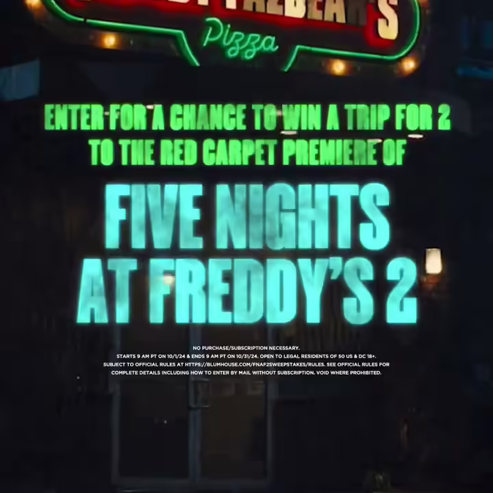 FNaF 2 Sweepstakes site image.