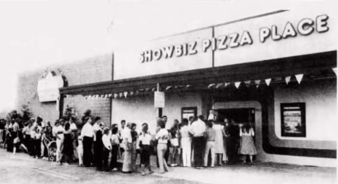 Exterior as a ShowBiz Pizza on it's grand opening (August 1983)