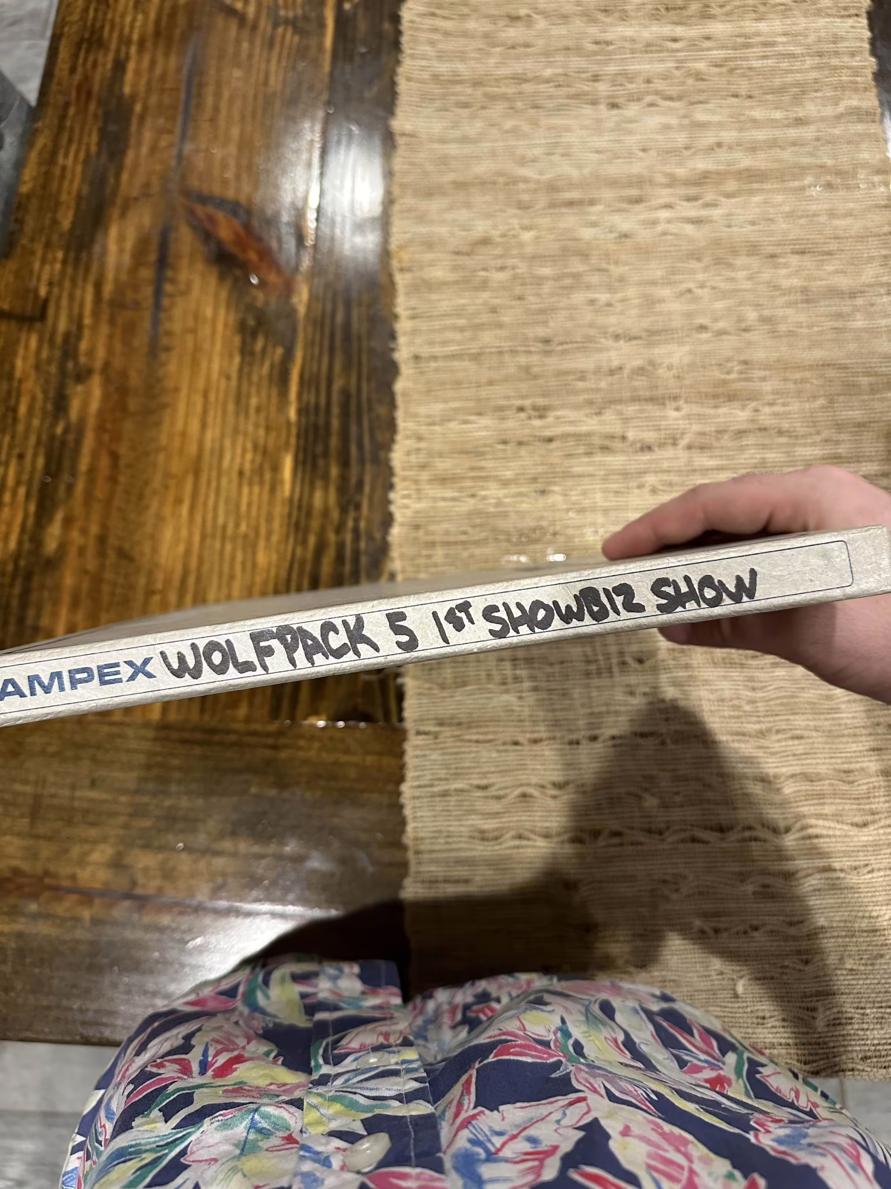 The Antioch 6 Shows showtape box side. It reads 'WOLFPACK 5 1ST SHOWBIZ SHOW'