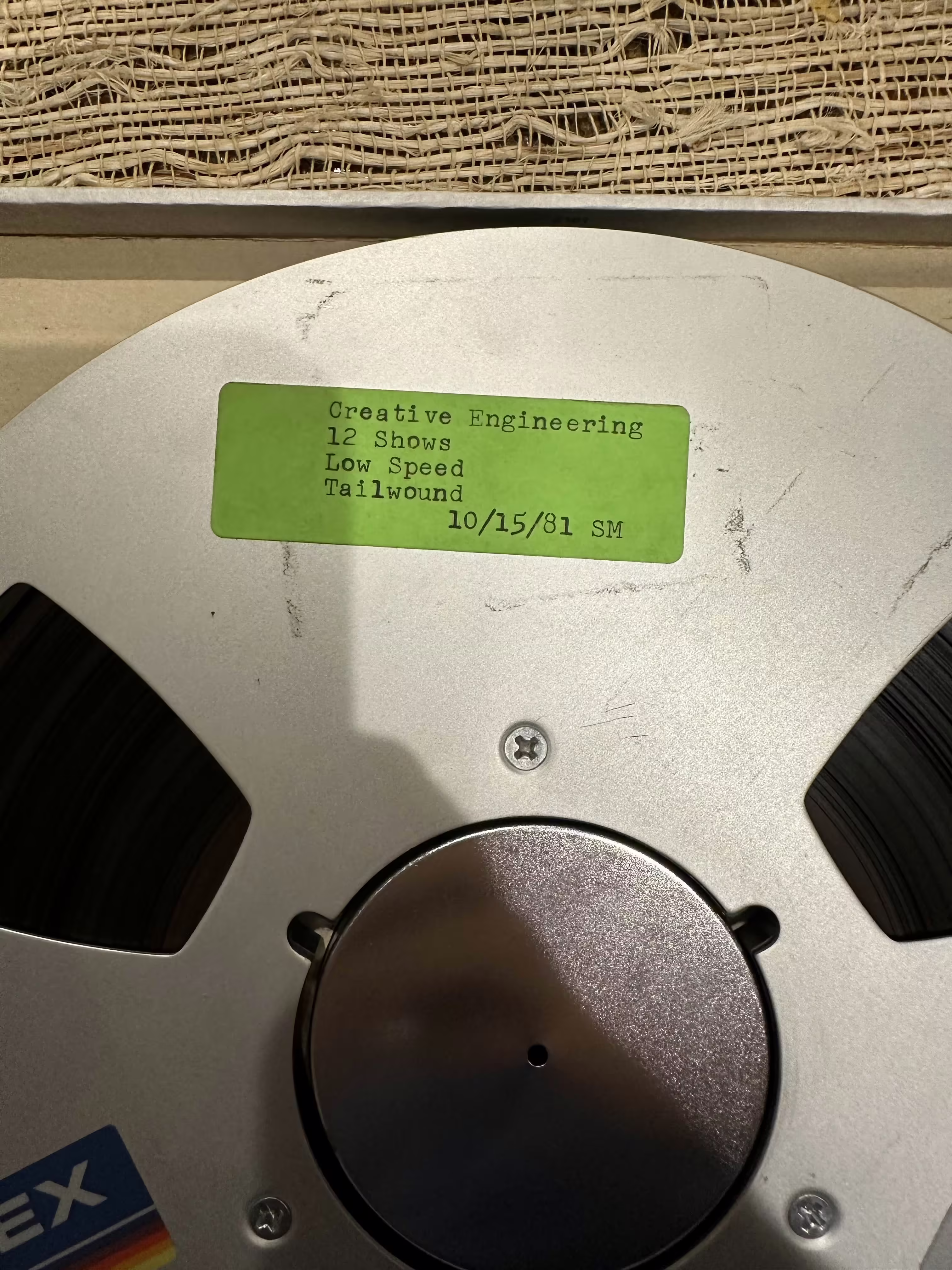 12 Shows Special Showtape label. Says 'Creative Engineering 12 Shows Low Speed TAilwound 10/15/81'
