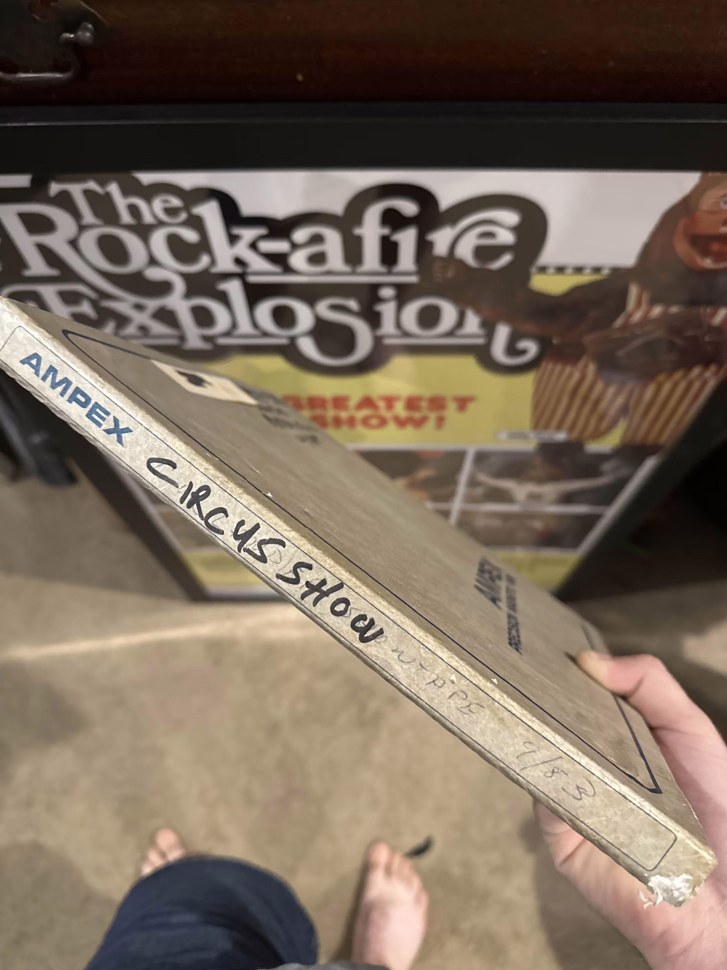 A Crazy Colander Head Night box that was relabeled as Circus Show. Original text says 'Colander Showtape 9/83'