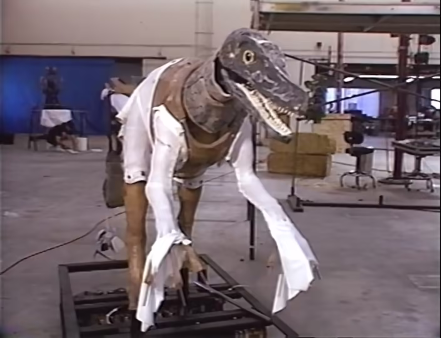 Velociraptor animatronic under construction