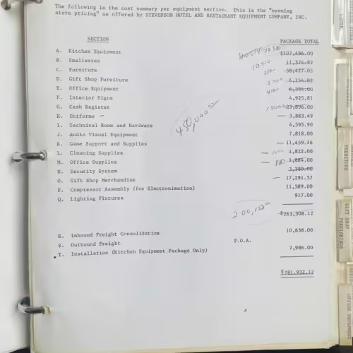 Cost Summary Per Equipment Page