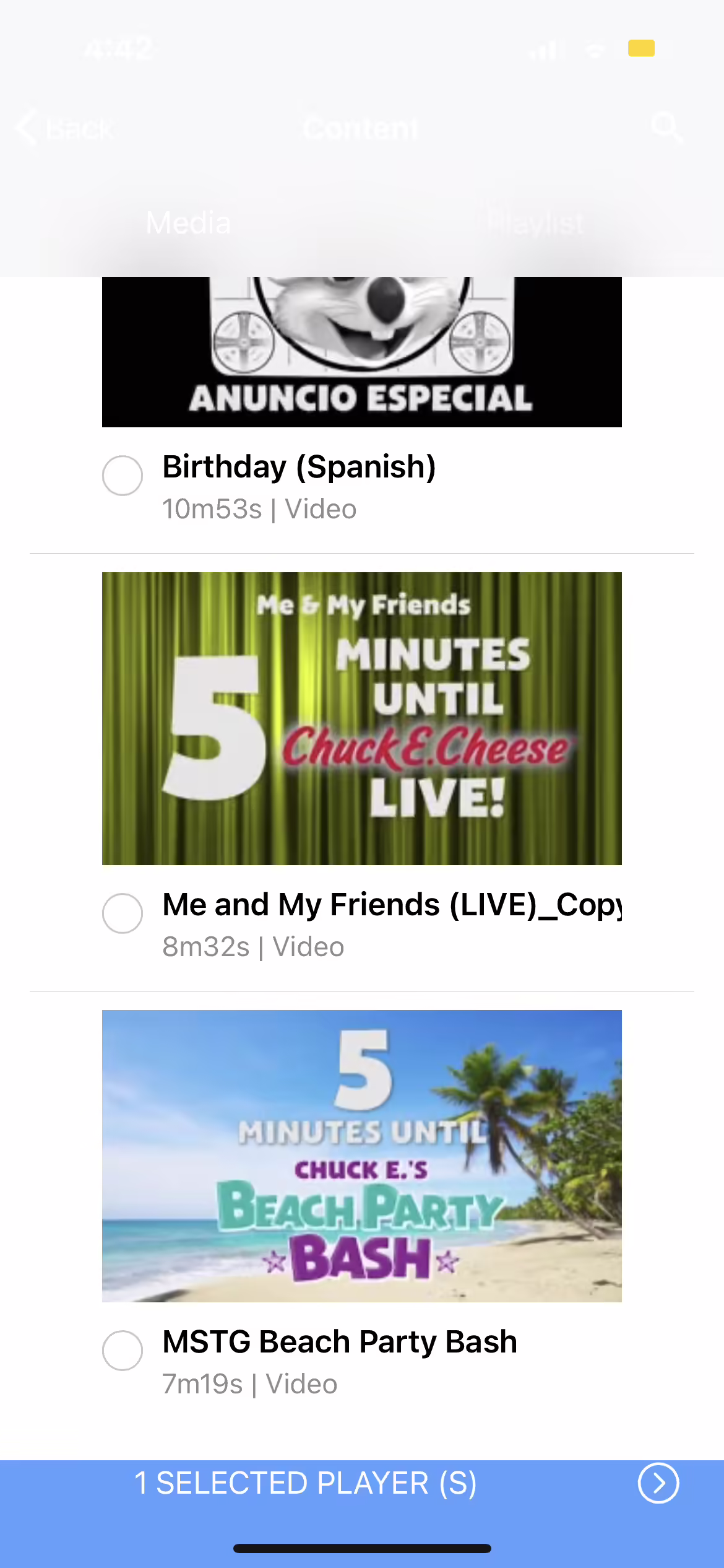 Screenshot of selecting a Navori show (September 1, 2023)