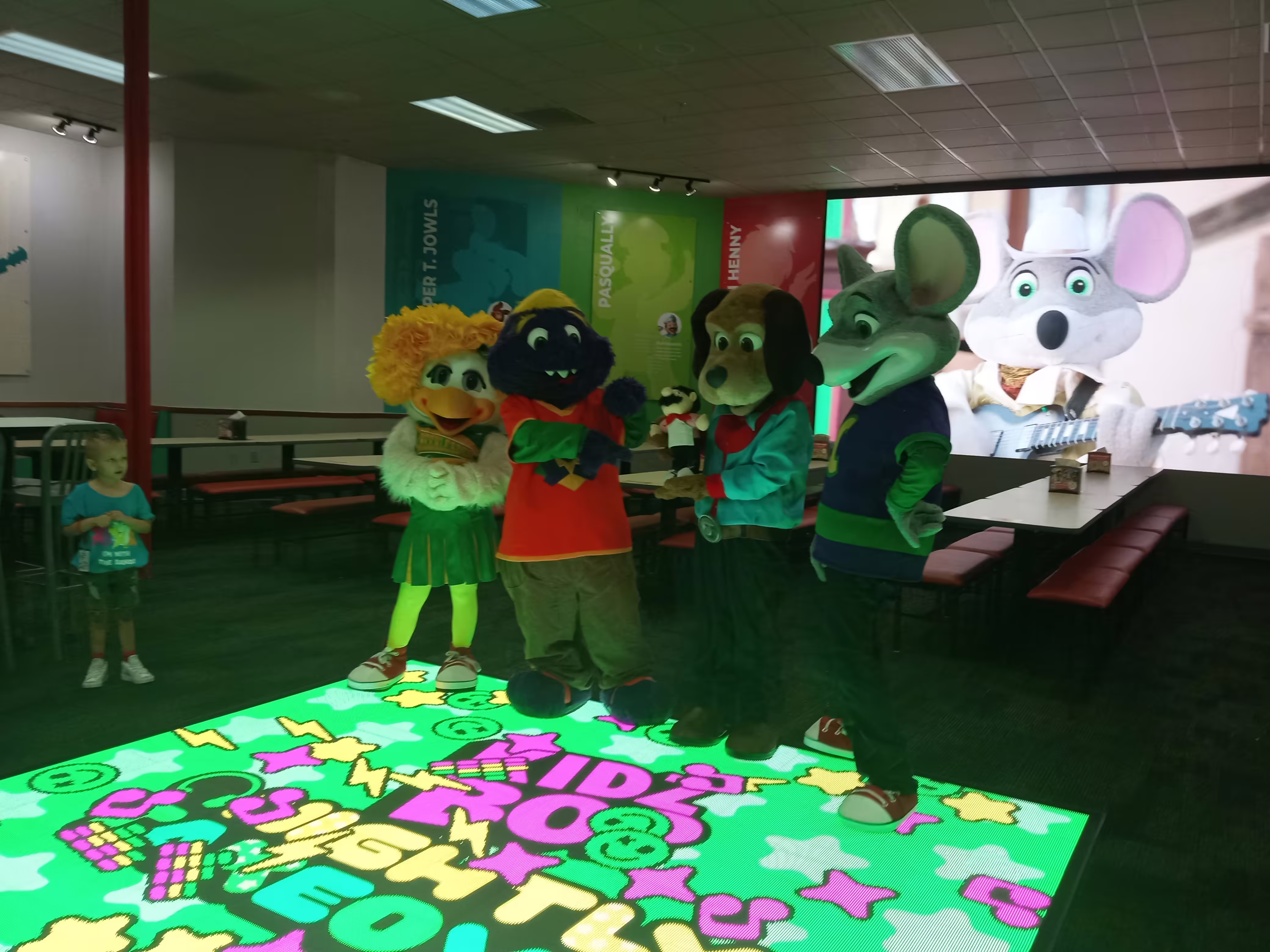 Avenger Cheerleader Helen, Rockstar Chuck, Rockstar Mr. Munch, and Rockstar Jasper in the grand reopening event of the Altoona, PA location on August 6, 2024.