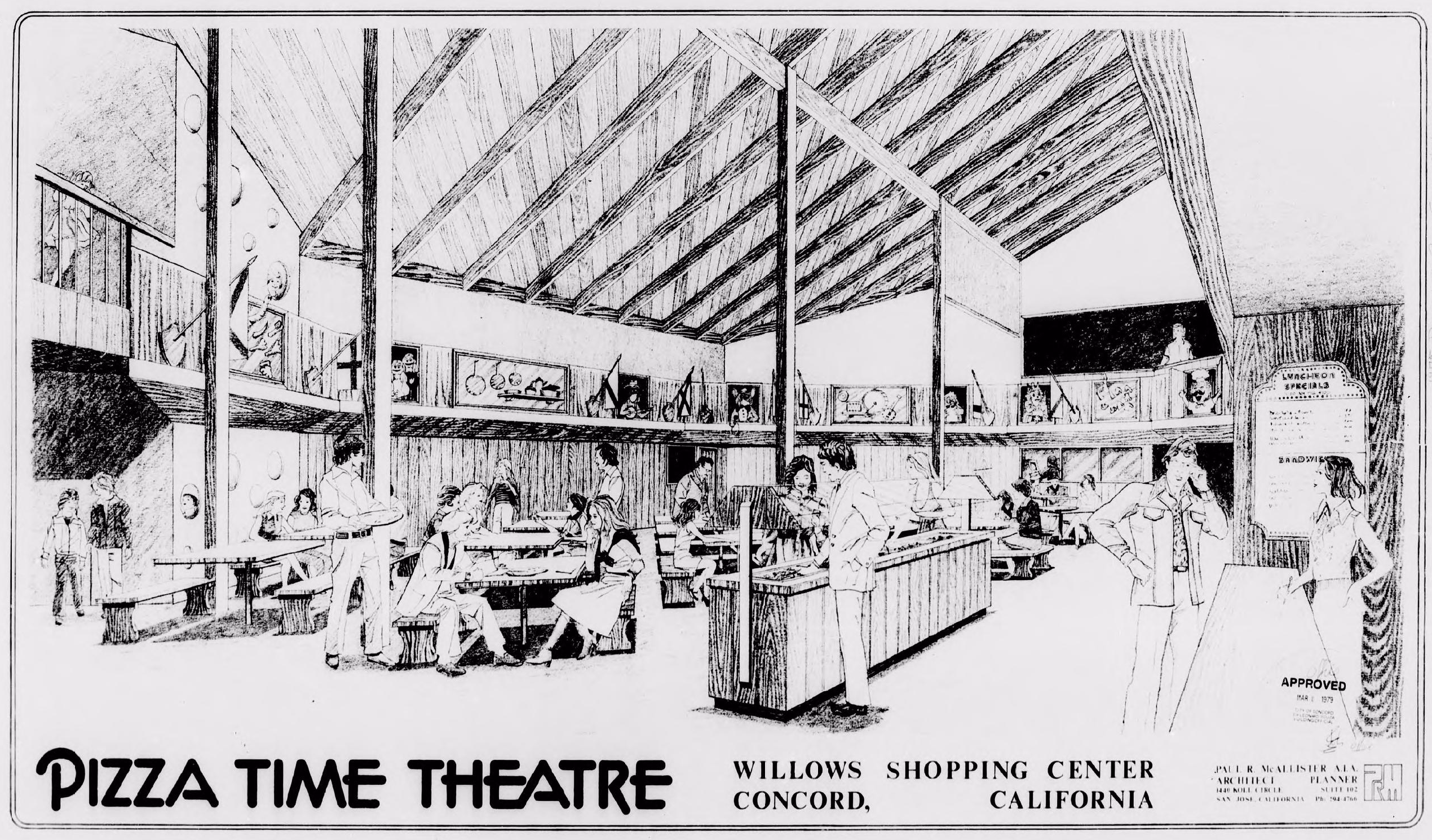 Showroom plan drawing. Features A Portrait Stage with animatronics referenced from photos of the bots from the Winchester and Kooser stores.