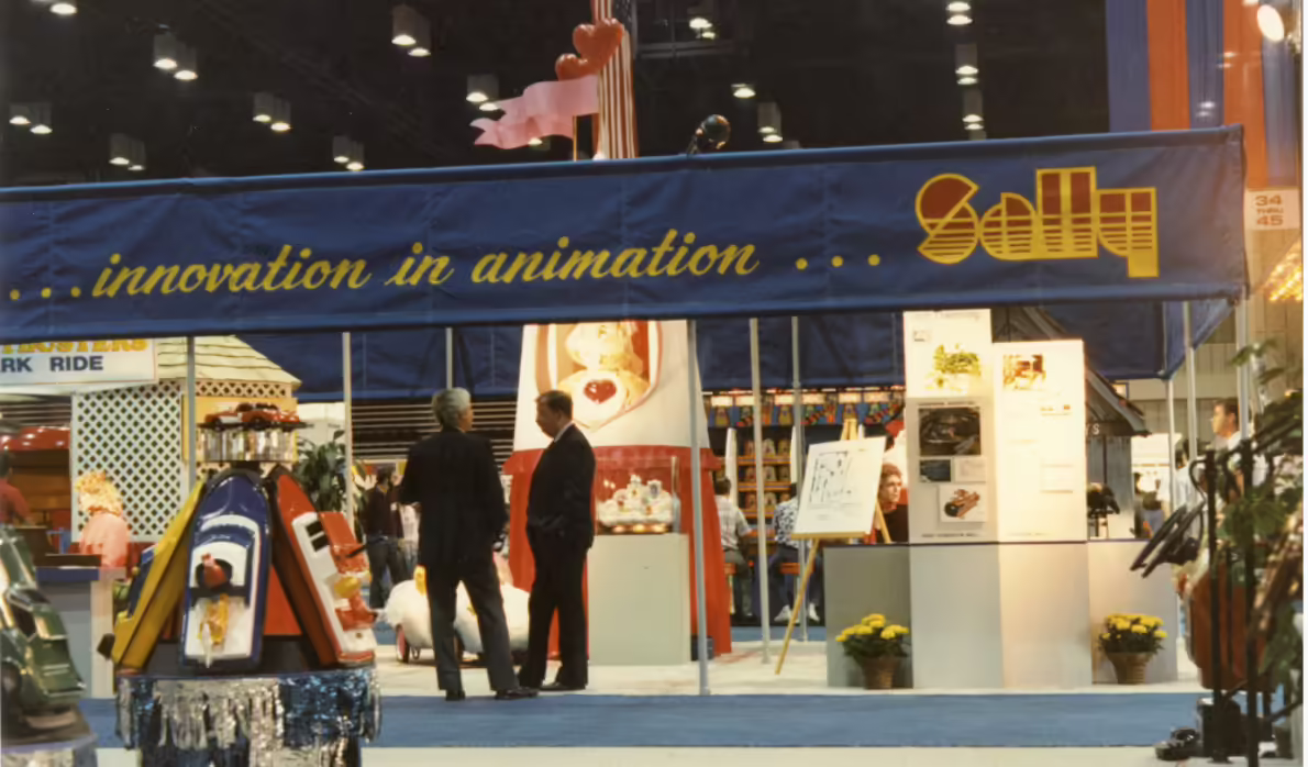 Sally's 1986 IAAPA Booth, featuring the Care Bears