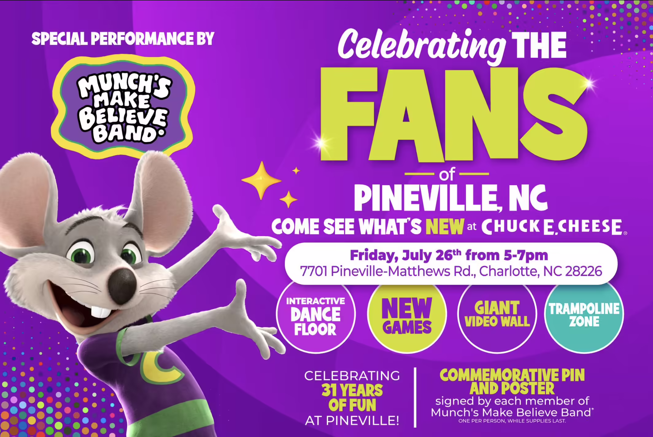 Invitation to the fan celebration on July 26, 2024, marking the store's reopening as a Legacy Location.