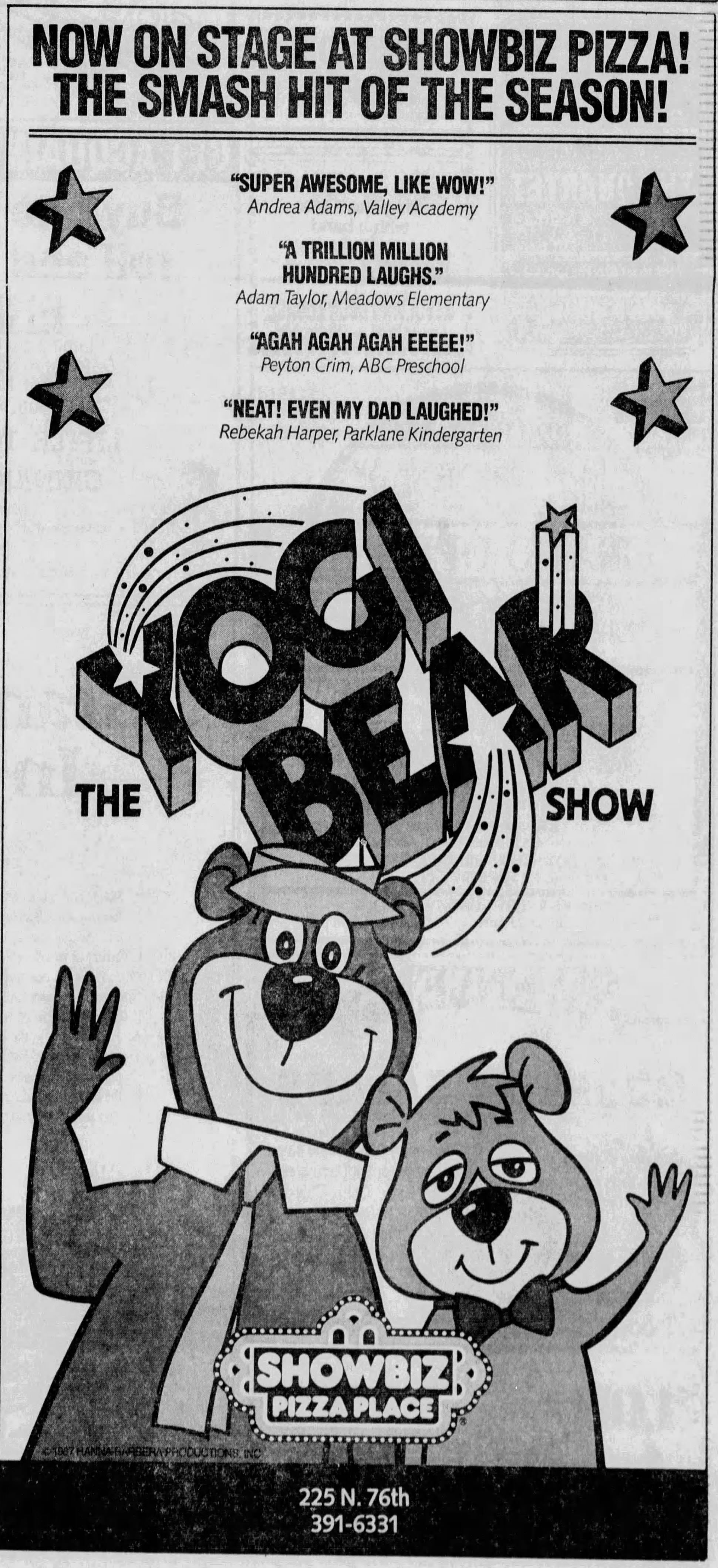 Advertisement for the Yogi Bear show at Omaha, NE.