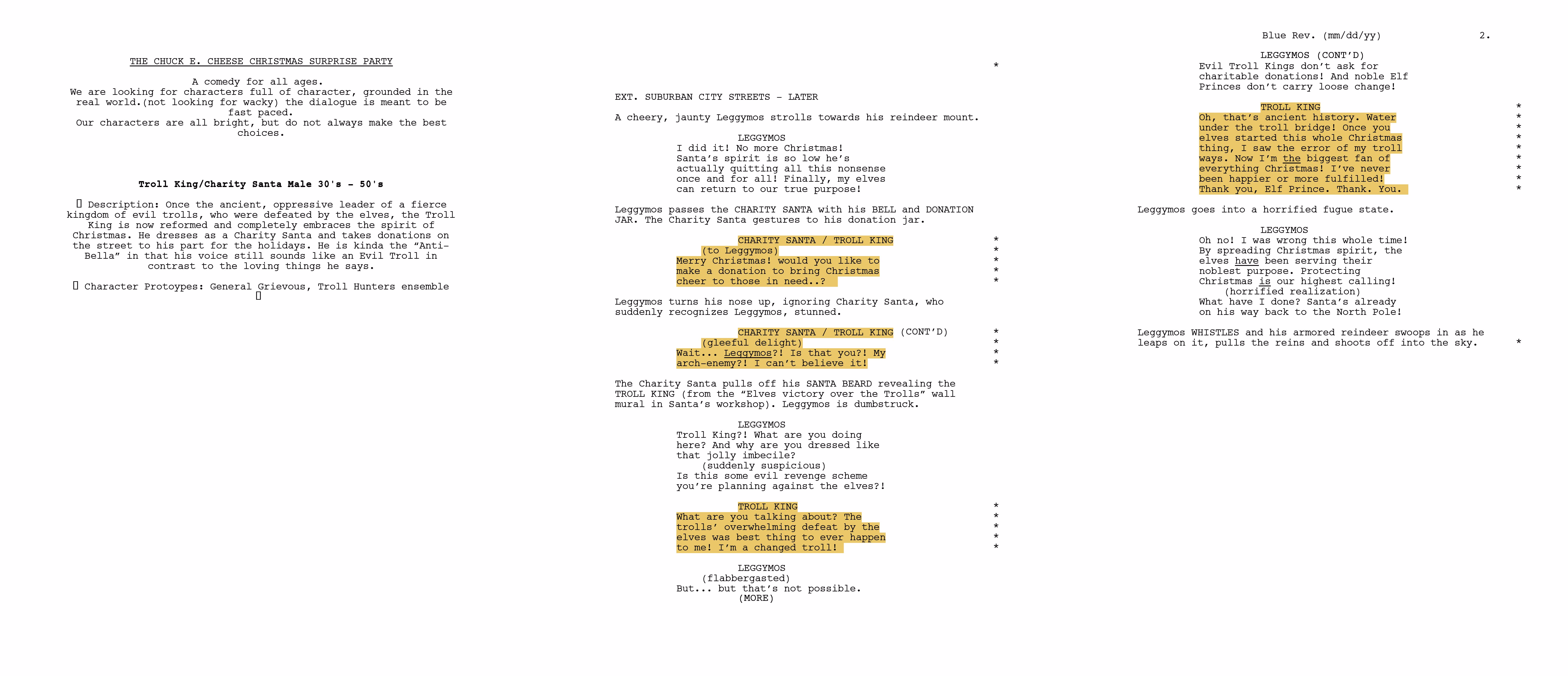 Troll King Audition Sheet