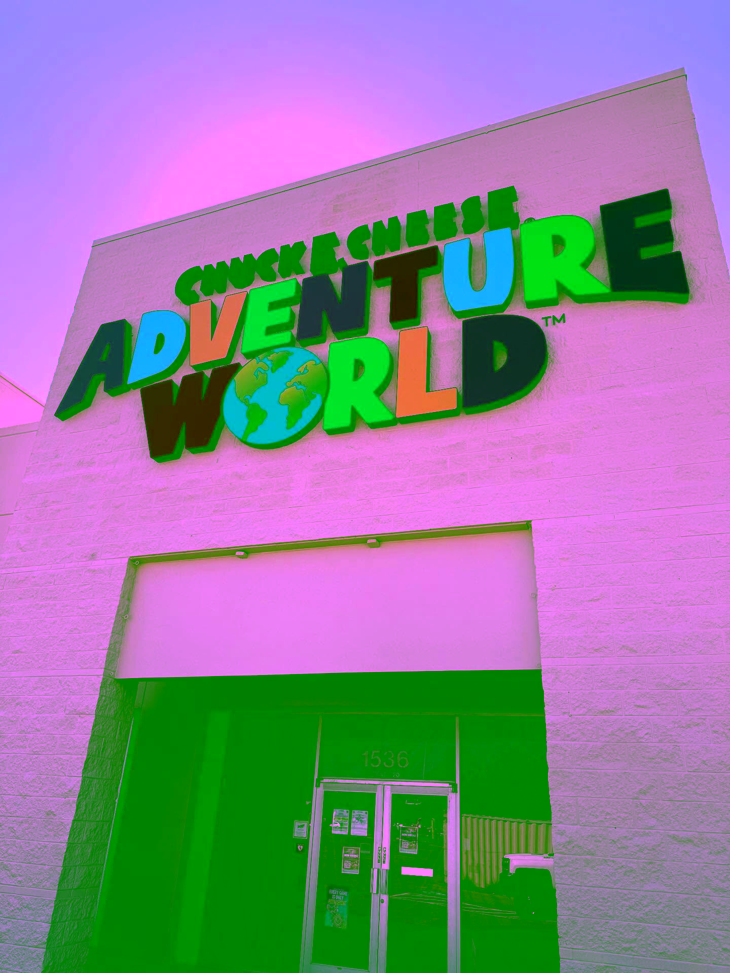 Adventure World exterior signage.
