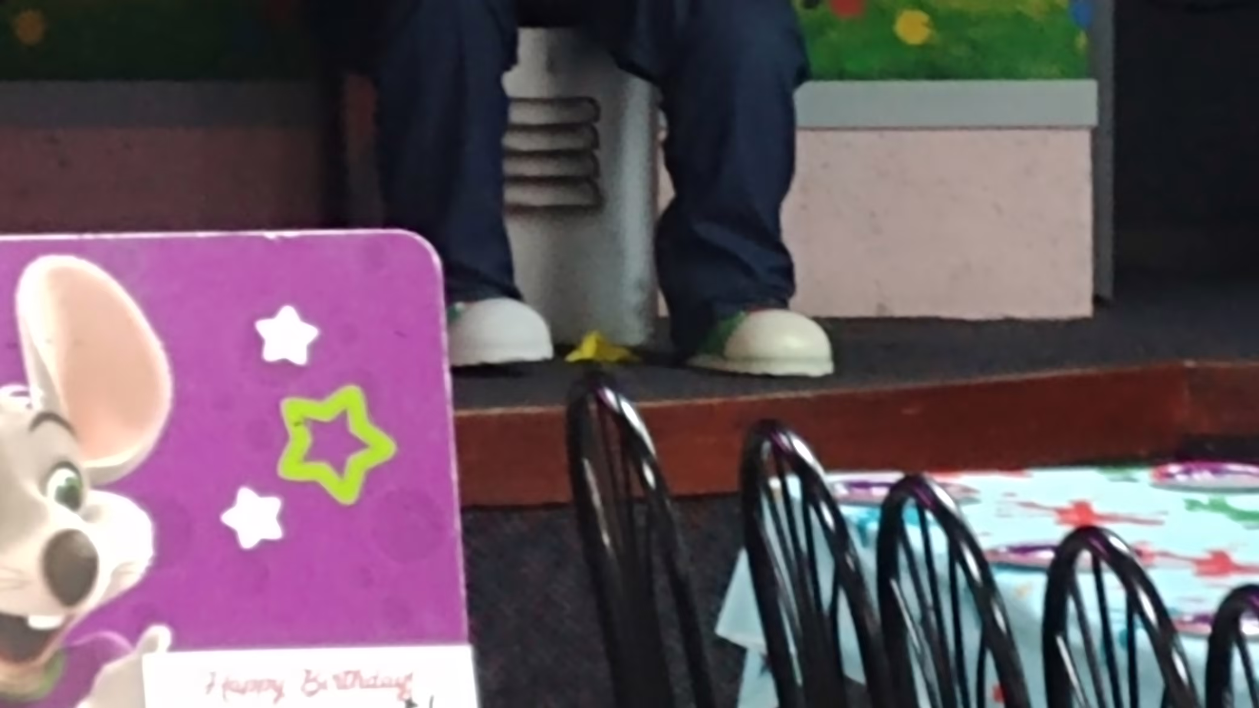 Jasper wearing munch colored shoes (August 10, 2019)