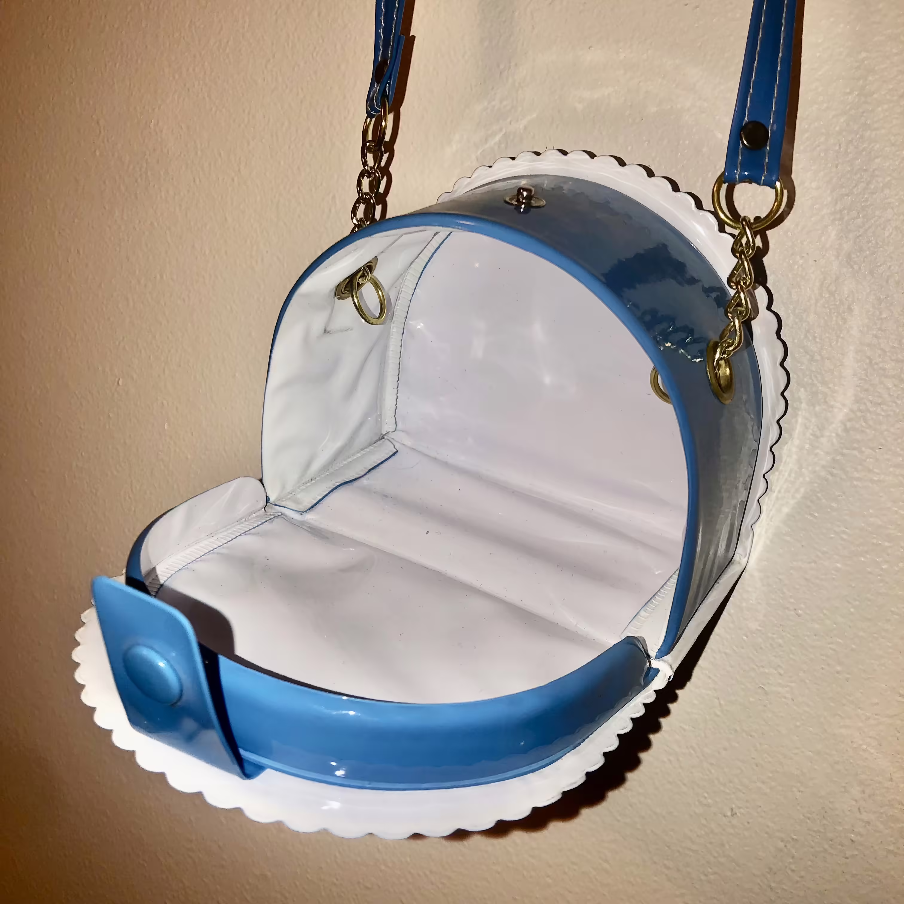 Blue purse open