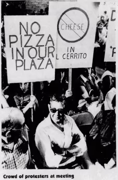 A crowd of protestors outside the City Council meeting. (June 6, 1983)